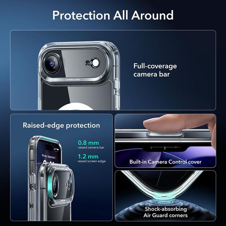 Produktbild ESR Classic Hybrid Magnetic Case (Camera Control), for iPhone 17 Air, Clear (Apple iPhone 17 Pro)