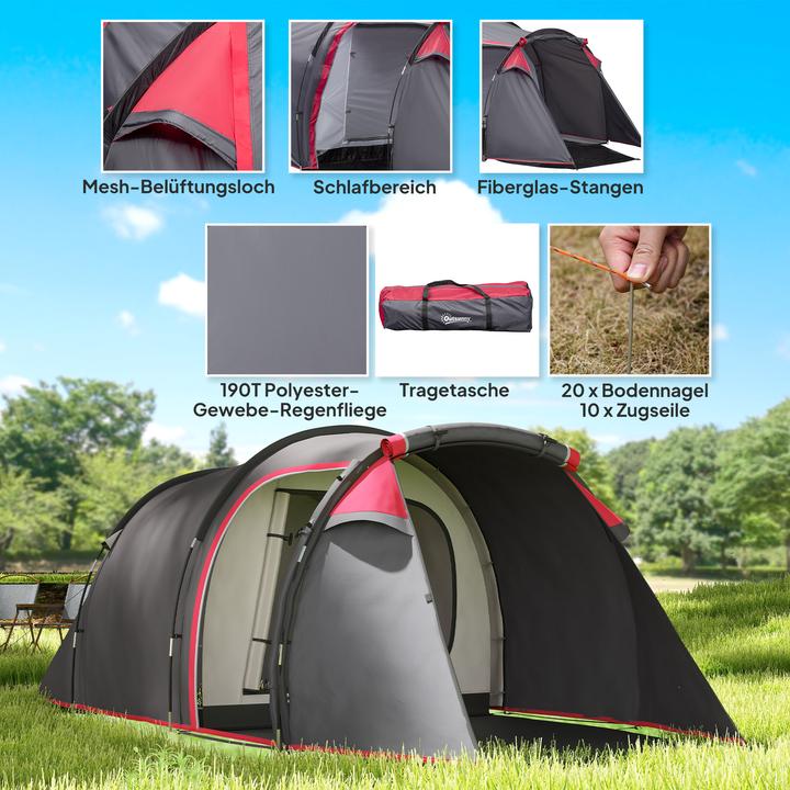Produktbild Outsunny Campingzelt Polyester, PE Dunkelgrau (Vorzelt, 3 Personen)