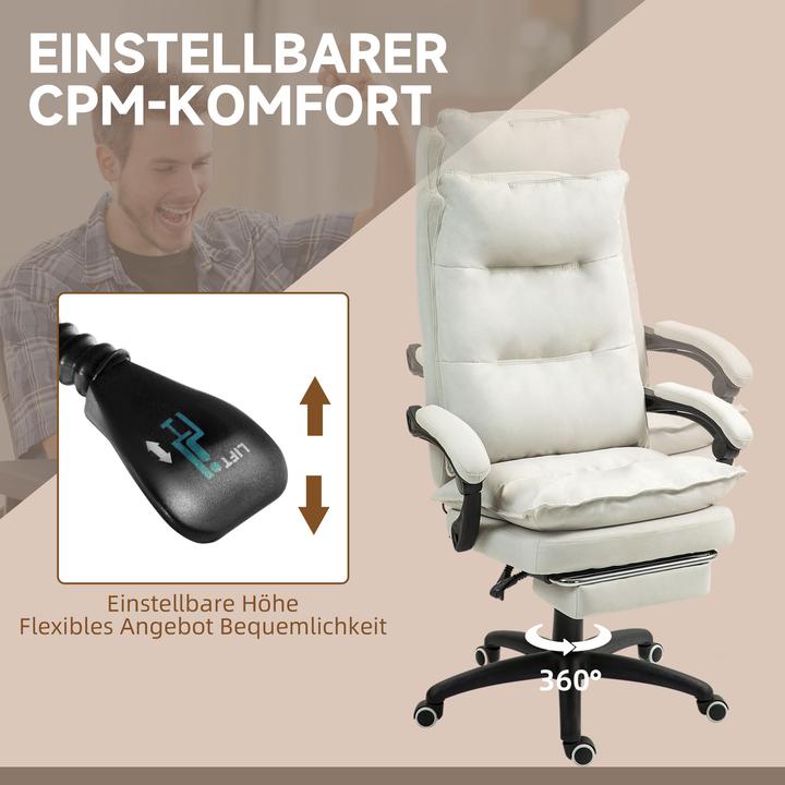 Produktbild Vinsetto Bürostuhl mit Massagefunktion Polyester Cremeweiss (58 - 68 cm)