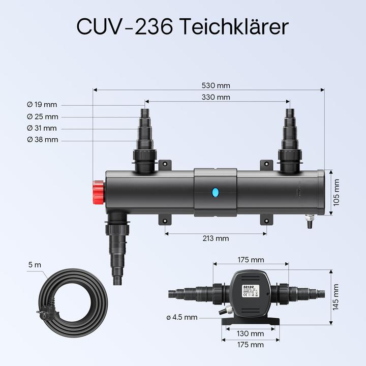 Produktbild Wiltec Filter Set Bio Teichfilter 60000l 36W UV Teichklärer Pumpe Schlauch Schlauch 053