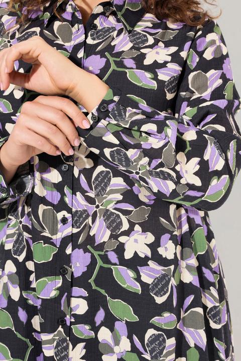 Actual product image Ulla Popken Floral Button-Down Long Sleeve Tunic Dress (42, 44)