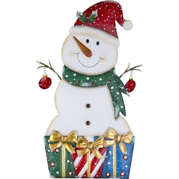 MICA Living, Weihnachtsdeko, Schneemann mit Geschenken - ca. 34 x 2,5 x 56 cm