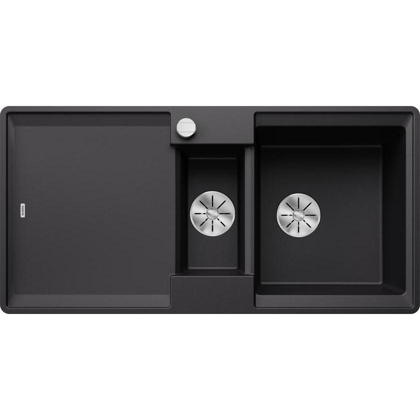 Blanco, Spülbecken, ADIRA 6 S-F SILGRANIT schwarz Einbauart: Flächenbündig reversibel mit Ablauffernbedie (99 cm, 49 cm)