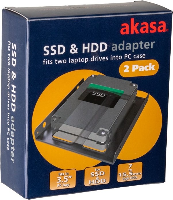 Produktbild Akasa Dual 2,5 Zoll SSD & HDD Adapter für 3,5 Zoll - 2 Stück