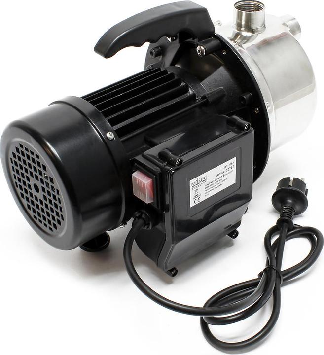 Actual product image Wiltec Hauswasserwerk JET110S tragbar Gartenpumpe Edelstahl 1100 W 4600 L/h (Garden pump)