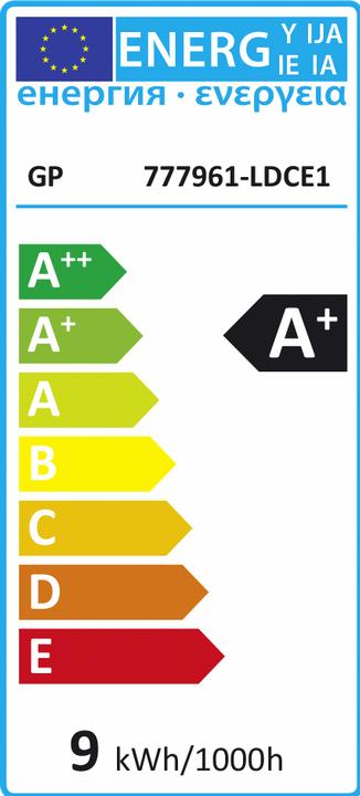 Energy Label GP Lighting Lighting LED Classic E27 8.7W (60W) Dimmable (E27, 806 lm)