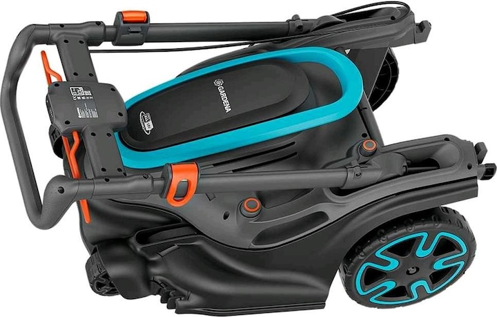 Actual product image Gardena Akku-Rasenmäher PowerMax Duo 46/36V P4A, Ready-To-Use-Set 2, 36Volt (2x18V) (schwarz/grau, 2x Li-Ion (Rechargeable battery operated)