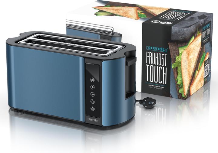 Image du produit Arendo Toaster Edelstahl 4-Scheiben Langschlitz, Brötchenaufsatz, Touchpanel, Display mit Restzeitanzeige