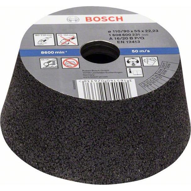 Bosch Professional Zubehör, Schleifmittel, PRO Metal Konischer Schleiftopf, 90 x 110 x 55 mm, G16 (P16)
