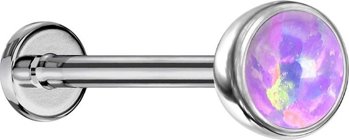 Produktbild Star Piercing Micro Threadless Labret silber Halbkugel mit Opal violett (ohne Messing, Titan)