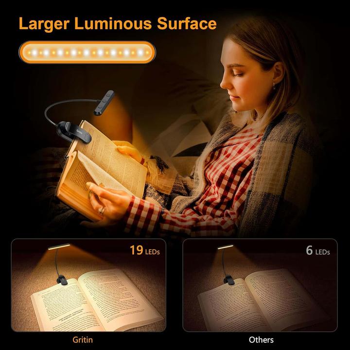 Actual product image Gritin LED reading lamp book clamp