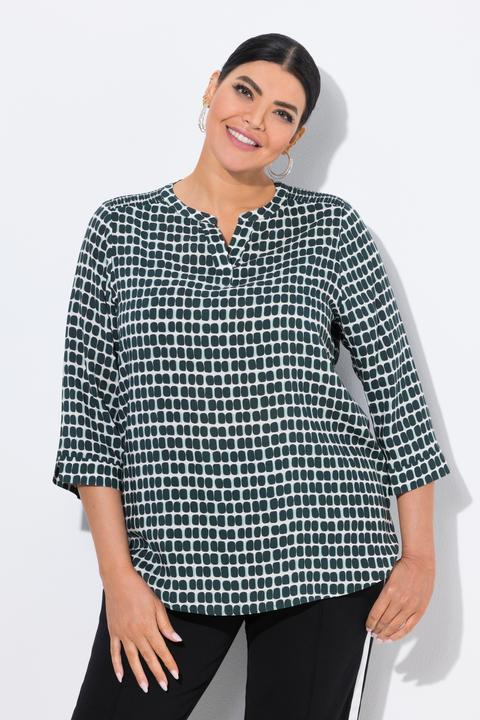 Immagine prodotto Ulla Popken Blusa in raso con spalle a punto smock, scollo a tunica e maniche a 3/4 (62)