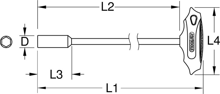 Productafbeelding KS Tools T-handgreep moerdraaier lang (Inbus)