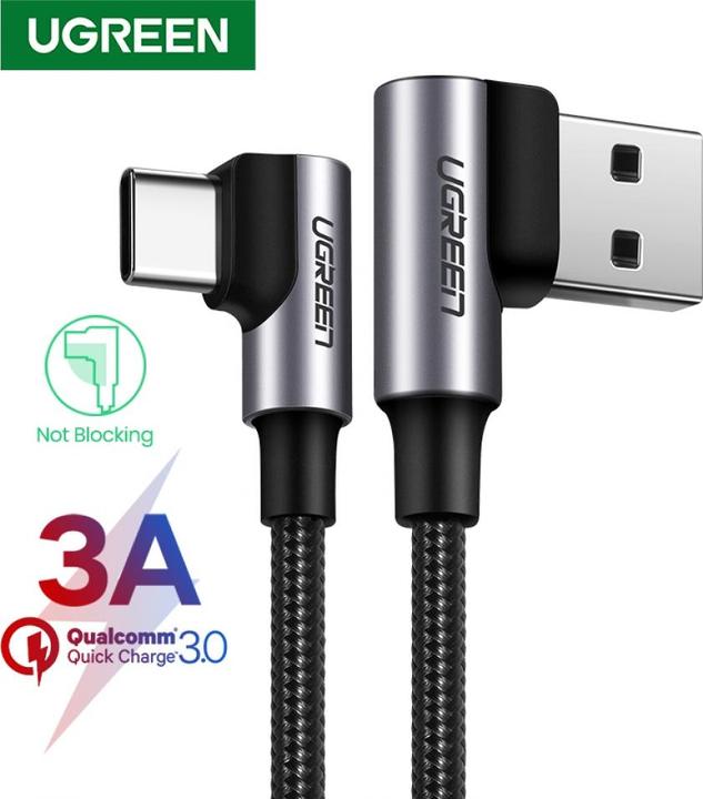 Image du produit Ugreen Câble de recharge rapide USB C à angle droit (0.50 m, USB 2.0)