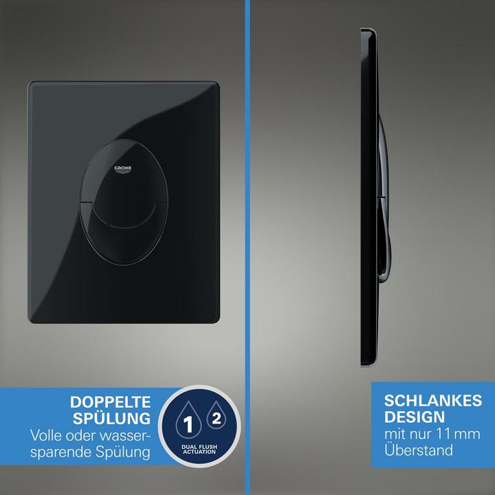 Produktbild Grohe Start Abdeckplatte, 2-Mengen und Start-Stopp-Betätigung, senkrechte Montage, wassersparend, Glossy S