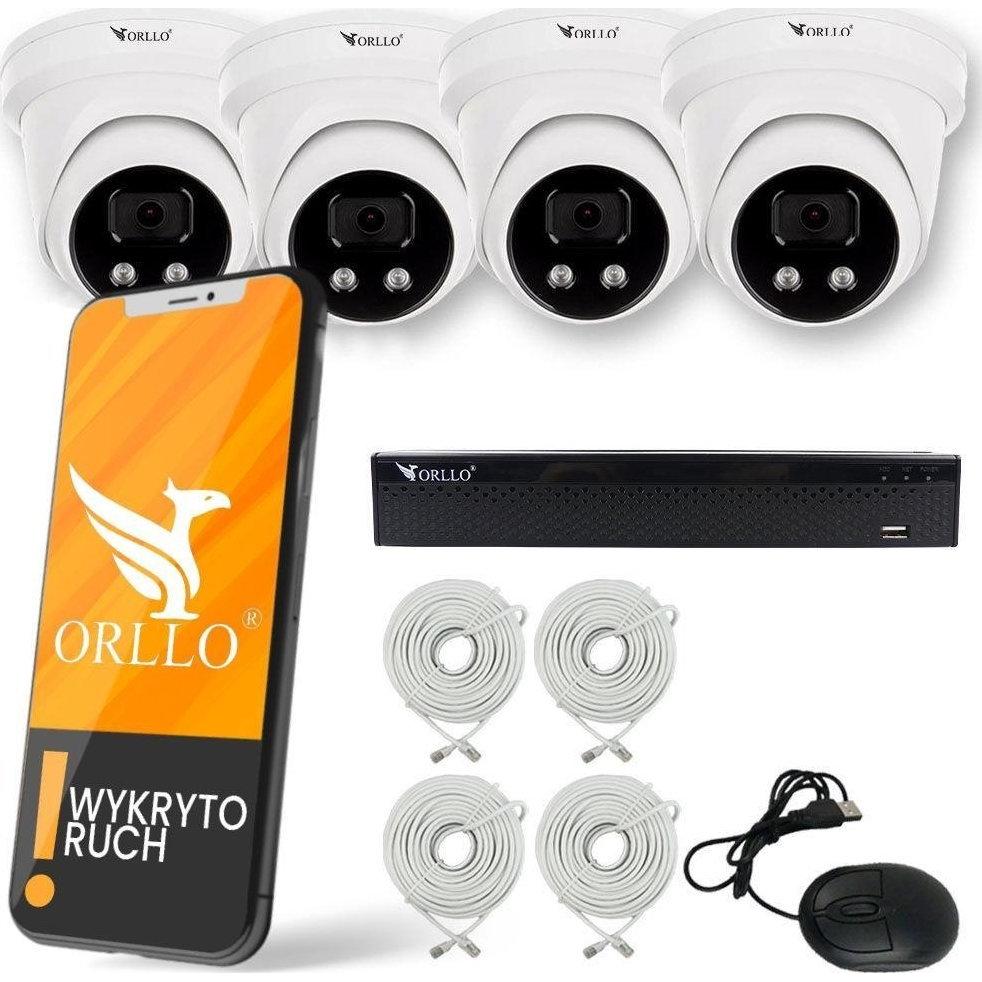 Orllo Überwachungsset mit 4 PoE-KAMERAS ECO DOME, Netzwerkkamera