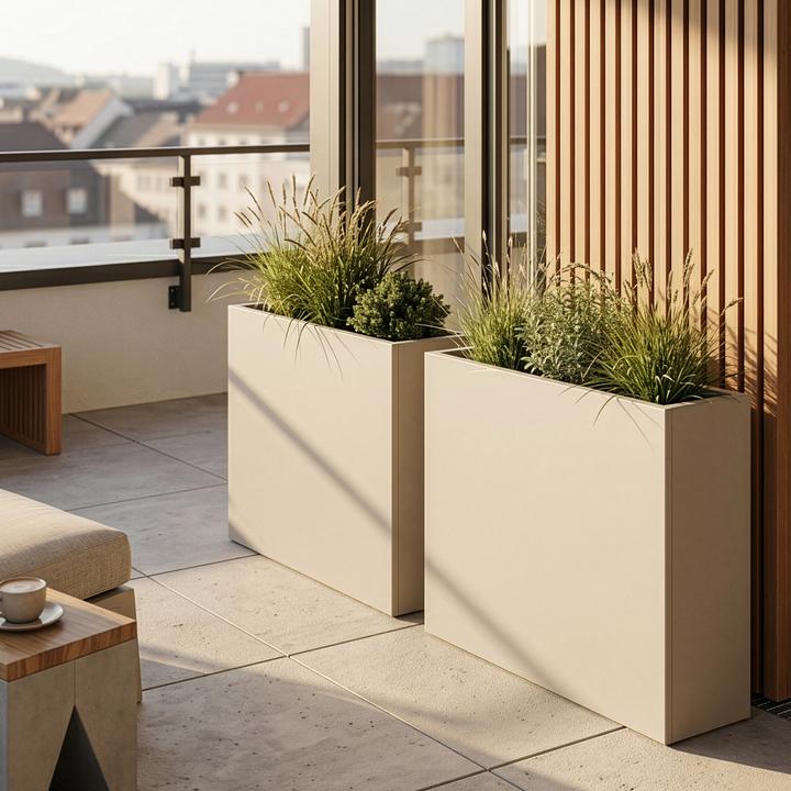 Produktbild Casa.Pro Pflanzkübel Vaargel 82x90x30 cm verzinkter Stahl Knoblauchbeige