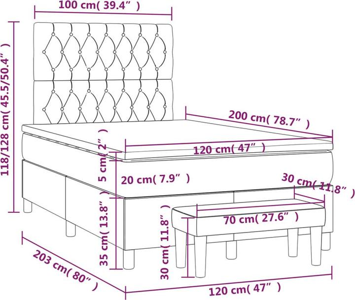 Produktbild vidaXL Boxspringbett (120 x 200 cm)