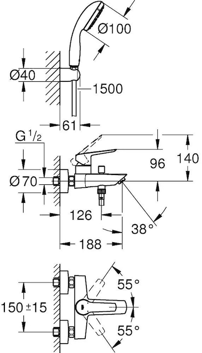 Actual product image Grohe Badewannenarmatur Set Start 1/2