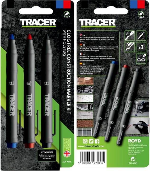 Actual product image Tracer ACF-MK3 Markierungssatz Schwarz/Blau/Rot (3x)