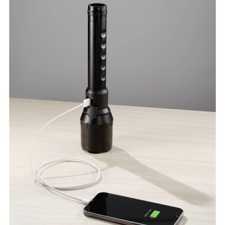 Produktbild Toolcraft LED Taschenlampe mit USB-Schnittstelle akkubetrieben 10.000lm 730g (27.65 cm, 10000 lm)
