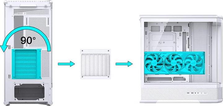 Produktbild Jonsbo D400 PC-Gehäuse, Midi Tower, ATX, Tempered Glass - weiss (ATX, mATX, Mini-ITX)