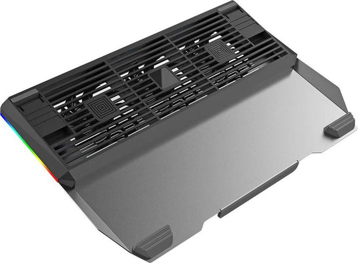 Actual product image Tellur Cooler laptop Shade 17, 3 fans, RGB LED, USB, USB-C, Aluminum grey