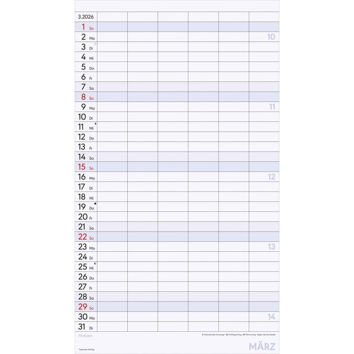 Image du produit Alpha Edition Superplaner XL 2026 6 Spalten - Familien-Timer 26x45 cm - Offset-Papier - mit Ferienterminen - (26 x 45 cm, Couverture rigide, Allemand)