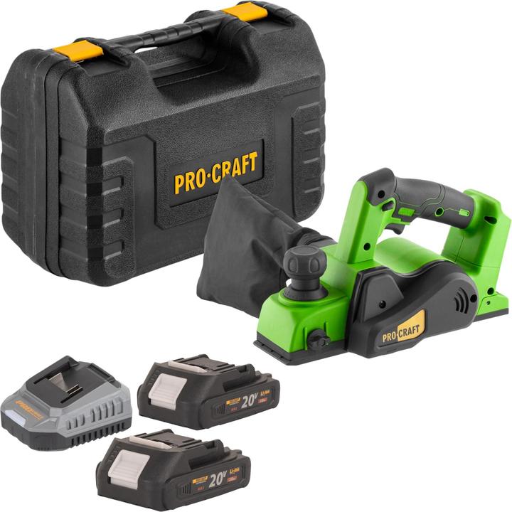 Procraft PE20BLbb Akku Hobel 20 V 82 mm Brushless + 2x Akku 2,0 Ah + Ladegerät + Koffer