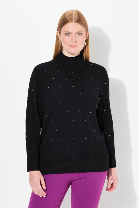 Produktbild Ulla Popken Pullover, Rhomben, Ziernieten, Stehkragen, Langarm (46, 48)