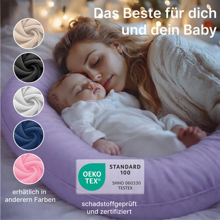 Produktbild Eloneo Seitenschläferkissen mit Bezug, Stillkissen, Schwangerschaftskissen XXL, Lila