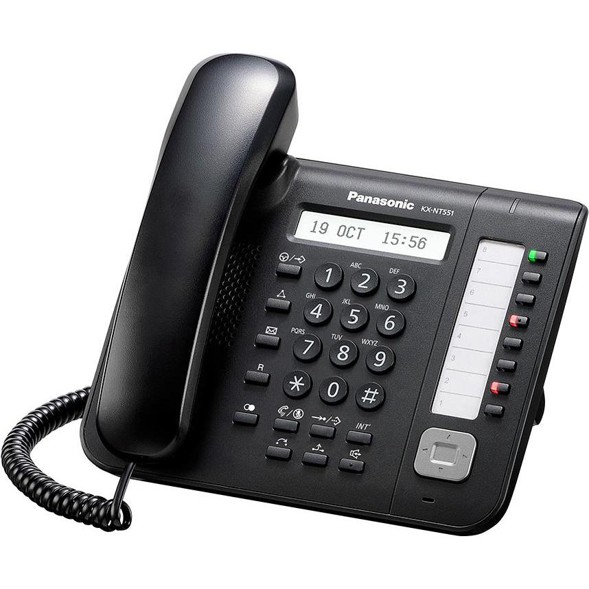Panasonic KX-NT551NE-B STANDARD IP-Terminal schwarz 1 Zeilen Display 8 freie Tasten Freisprechen HD 