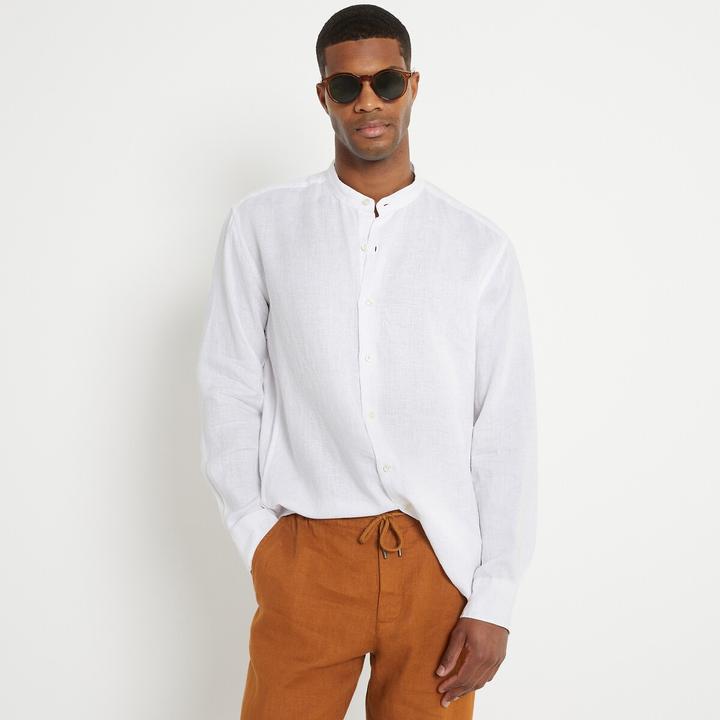 Image du produit La Redoute Collections Chemise droite en lin Signature avec col montant (L)