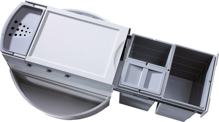 Produktbild Hailo Abfallsammler Rondo 3646131 Eckabfallsammler 3fach für 90x90 Eckunterschrank 2x 8.5 + 18 Liter (18 l)