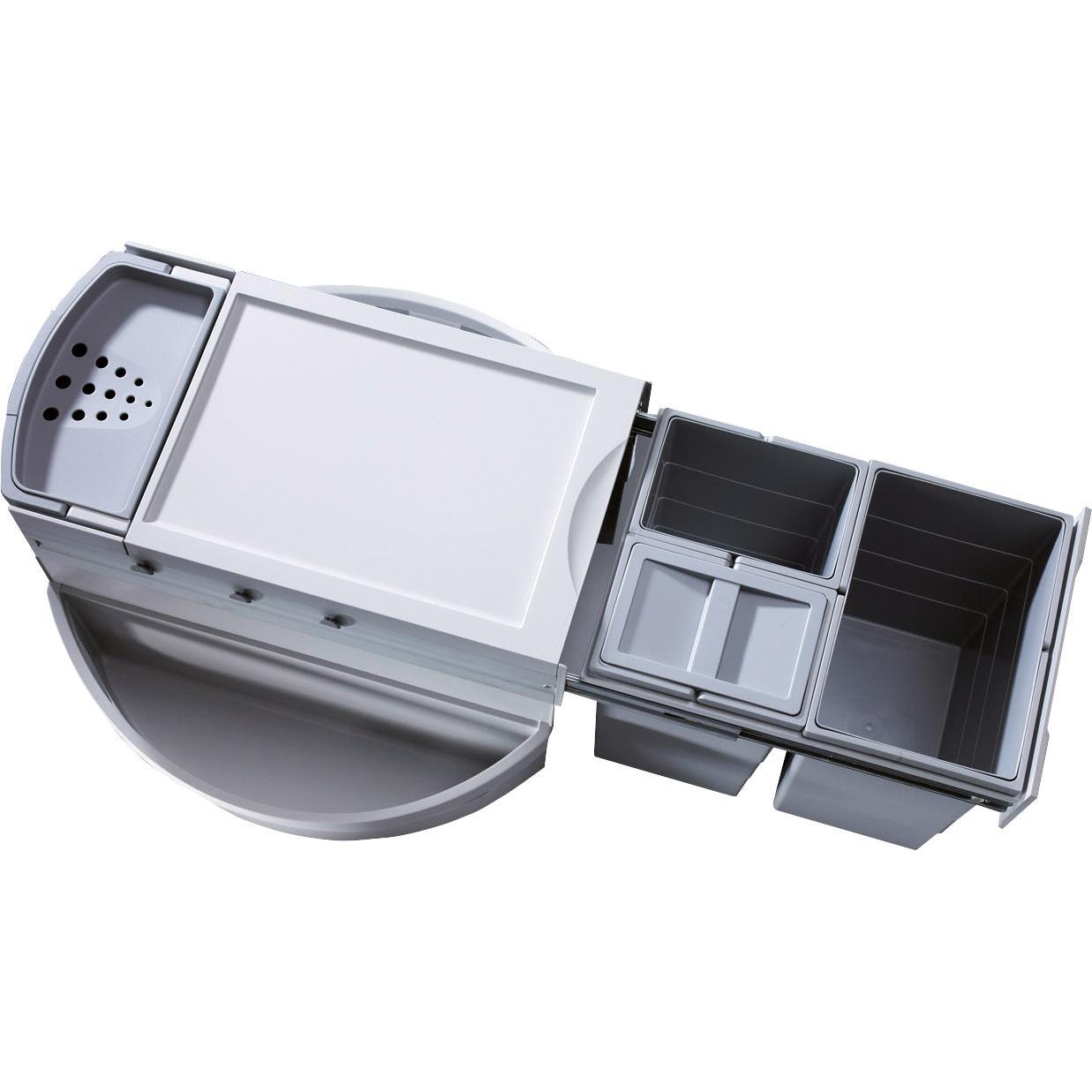 Hailo Abfallsammler Rondo 3646131 Eckabfallsammler 3fach für 90x90 Eckunterschrank 2x 8.5 + 18 Liter, Abfalleimer