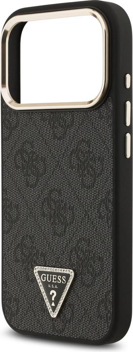 Actual product image Guess Case Magsafe 4G PU Leather Case With Triangle Logo And Gold Metal Camera Frame For iPhone 17 P (Apple iPhone 17 Pro)