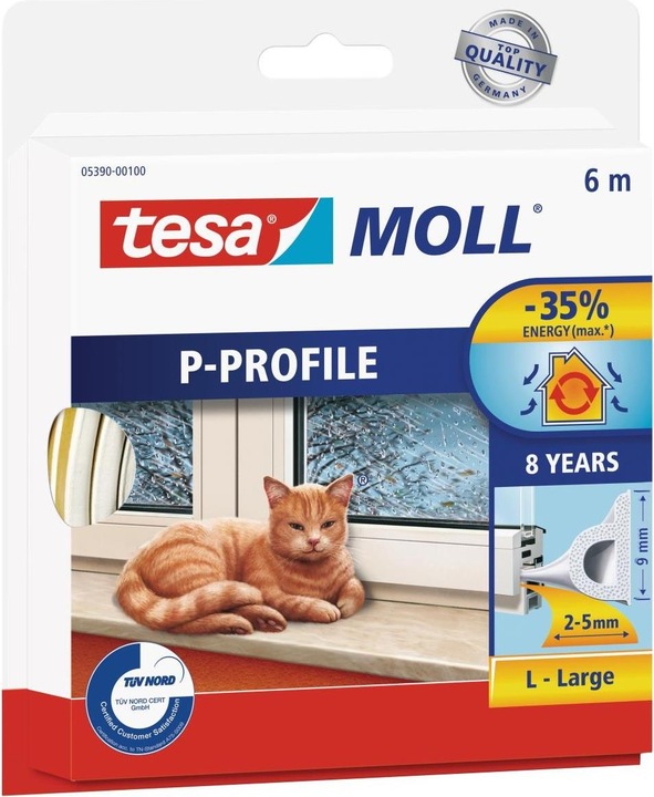 Produktbild tesa tesamoll CLASSIC P-Profil Fensterdichtung, Gummidichtung zum Isolieren