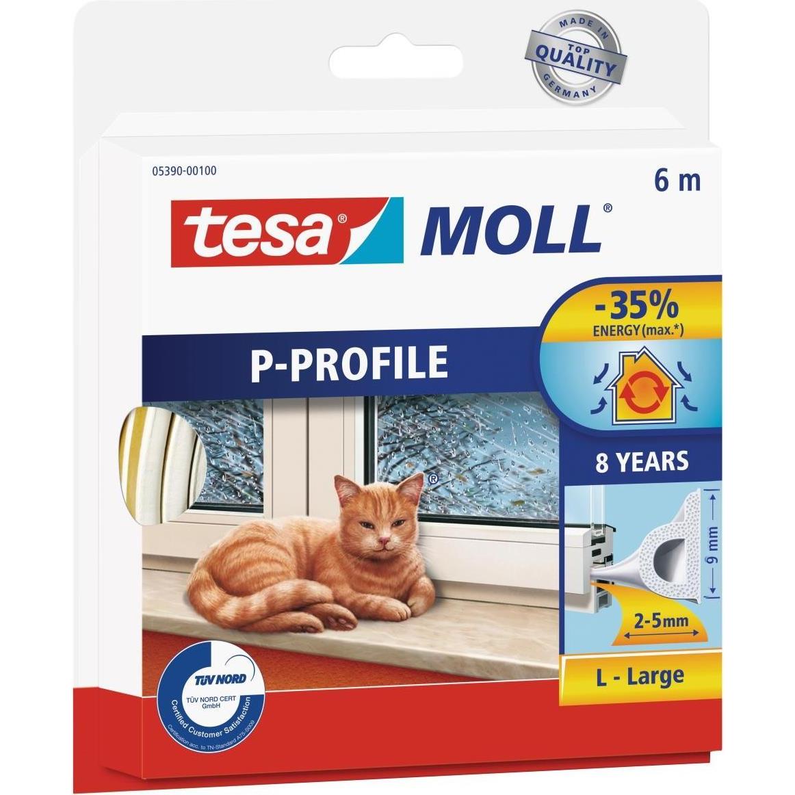 tesa, Türdichtung, tesamoll CLASSIC P-Profil Fensterdichtung, Gummidichtung zum Isolieren