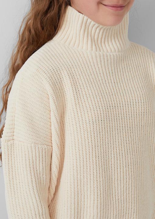 Produktbild s.Oliver Strickpullover Loose Fit Strickpullover mit Stehkragen aus Chenille-Garn (134, 140)