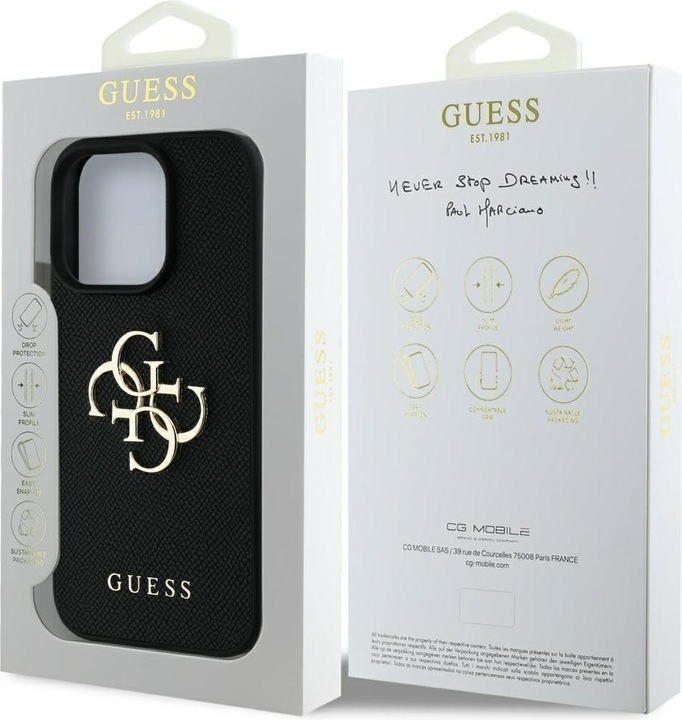 Produktbild Guess Hardcase PU Grained Big 4G and Classic Logo Case for iPhone 16 Pro 6,3" Black (Apple iPhone 16 Pro)