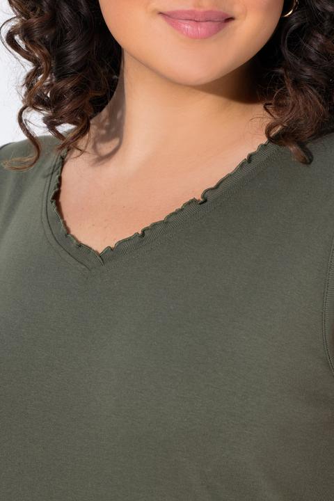 Actual product image Ulla Popken Lettuce Edge V-Neck Knit Tank Tunic Dress (54)