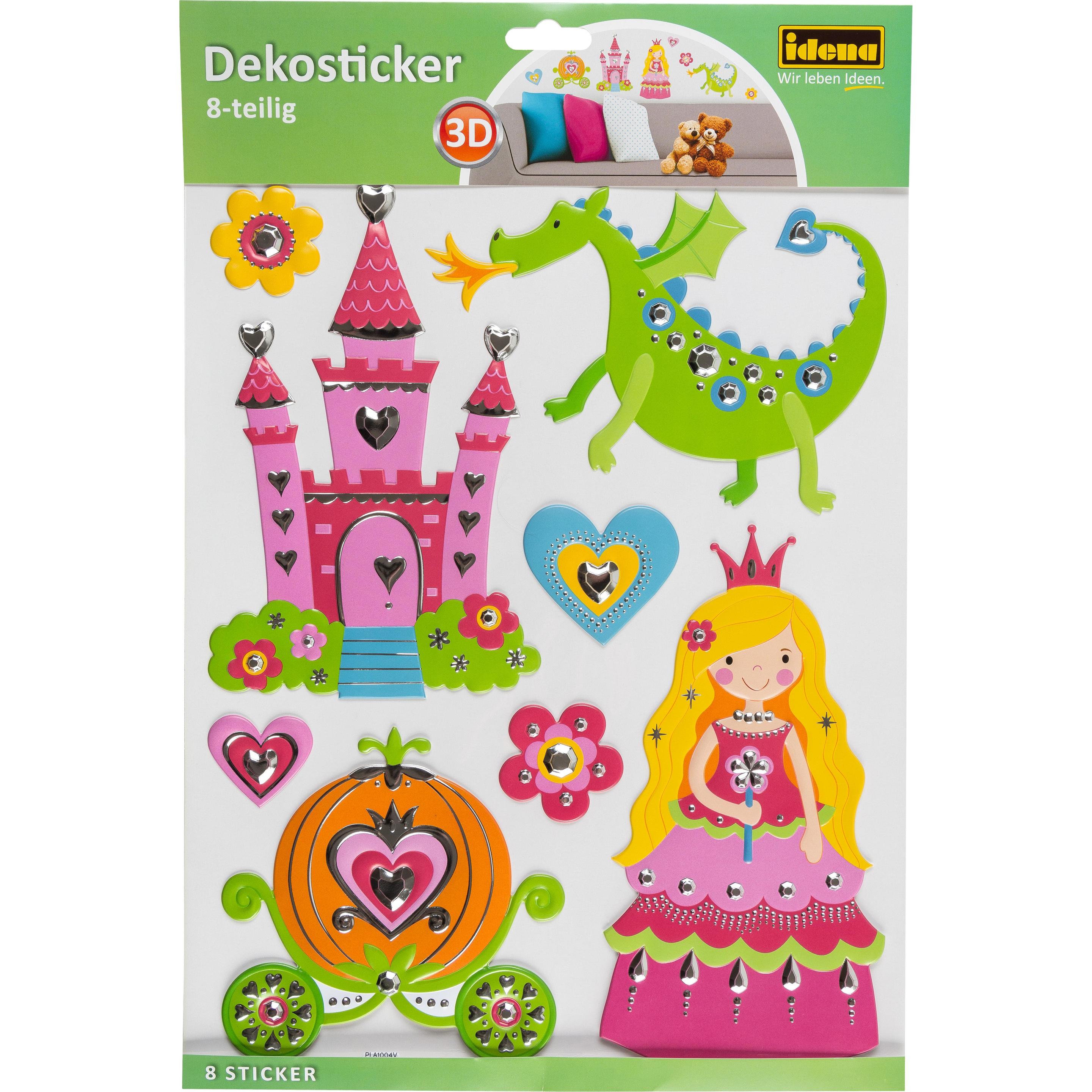 Idena, Sticker, Dekosticker Prinzessin, 8-tlg.