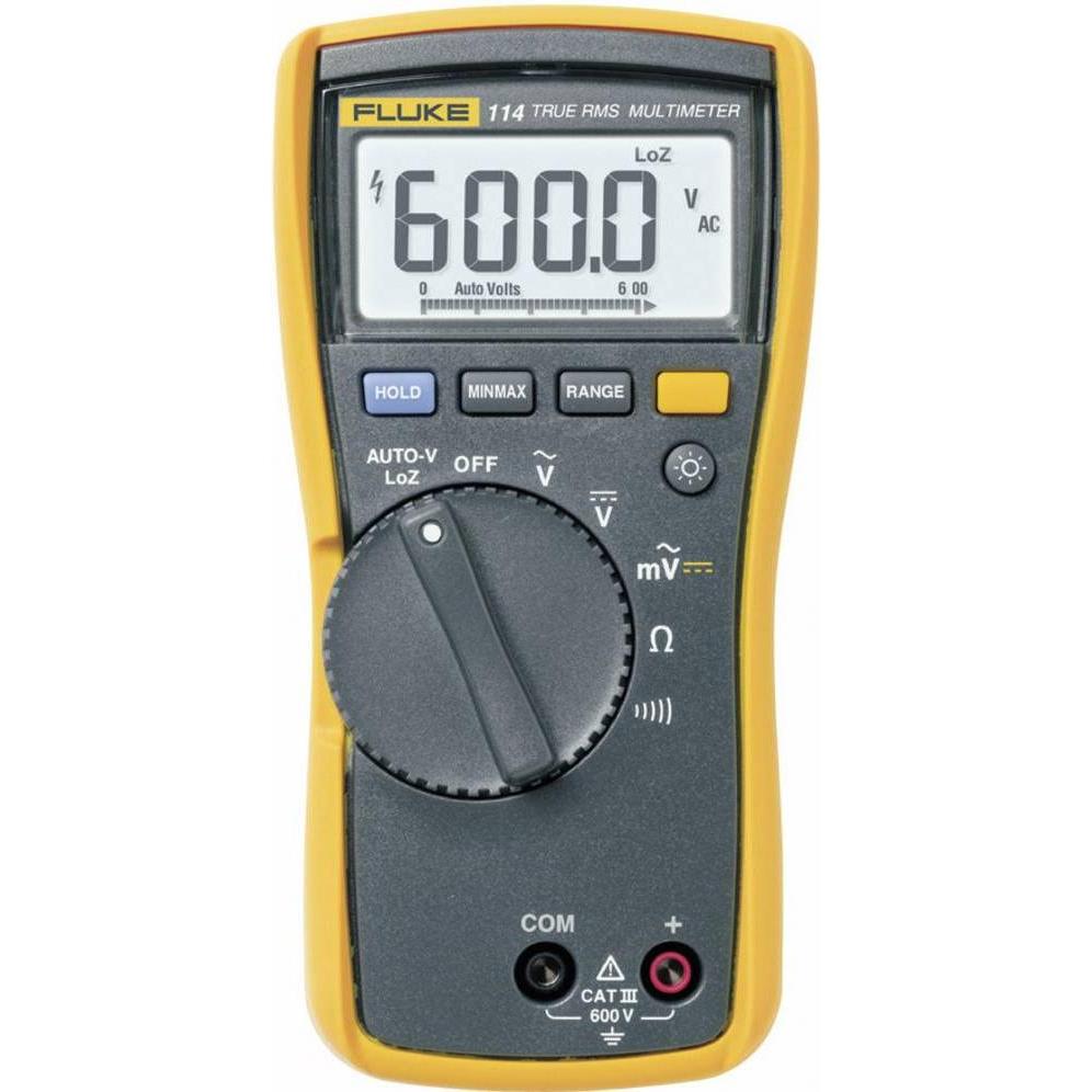 Fluke, Multimetro, 114 Multimetro portatile calibrato (ISO) digitale CAT III 600V Display (conteggi): 6000 (CAT III 600V)