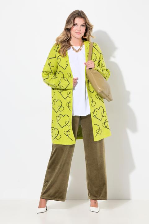 Actual product image Miamoda Heart Design Open Front Long Sleeve Sweater Cardigan (46, 48)