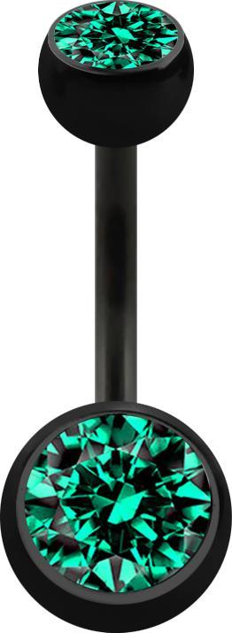 Immagine prodotto Star Piercing Banana nera con due sfere di cristallo turchese (senza ottone, Acciaio chirurgico 316L)