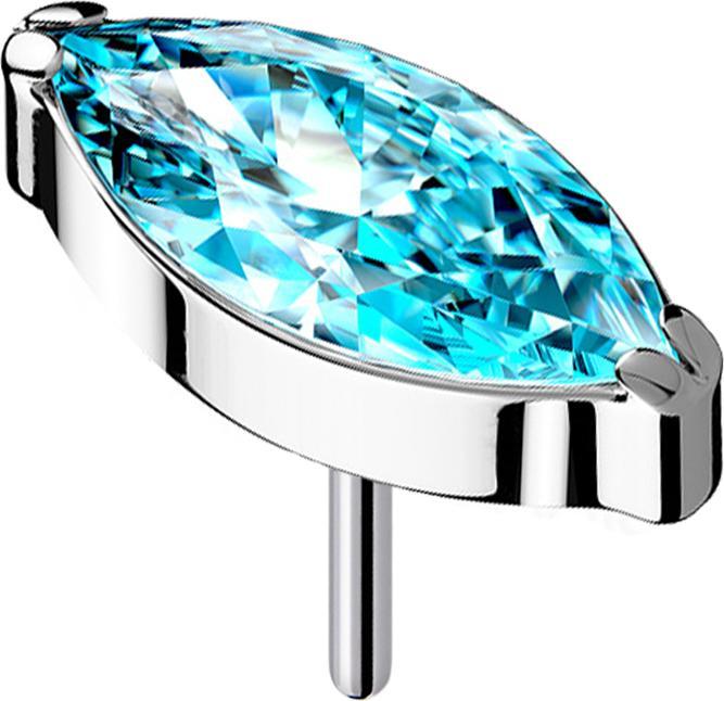 Immagine prodotto Star Piercing Argento senza fili con cristallo ovale color acqua (Titanio G23, senza ottone)