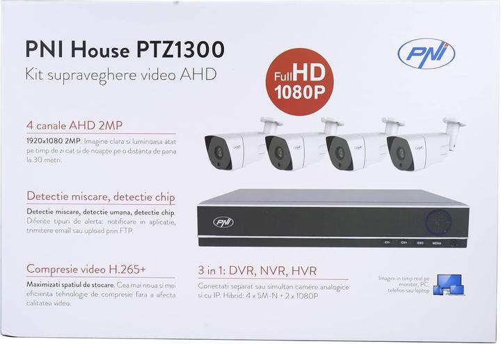 Actual product image PNI Full HD video surveillance kit - NVR and 4 outdoor camerasHouse PTZ1300 (1920 x 1080 Pixels)