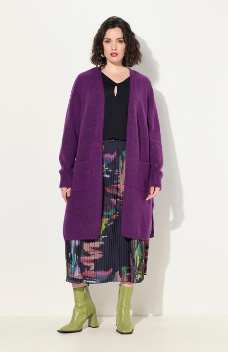 Immagine prodotto Ulla Popken Cardigan lungo e aperto con scollo a V e tasche (50, 52)