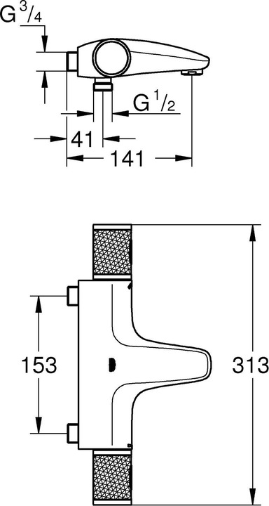 Actual product image Grohe Badewannenarmatur Precision Feel chrom, 153 mm