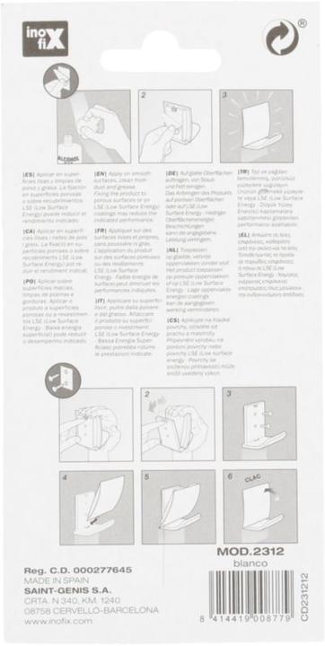 Actual product image Inofix Adhesive hooks rectangular white